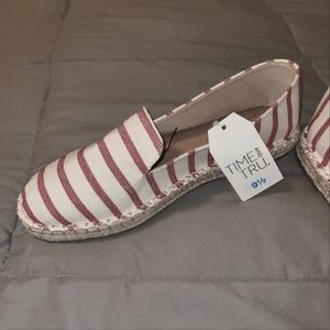 Espadrilles NWT natural/ red striped
